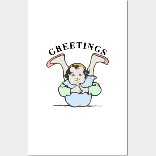 Greetings weird looking kid funny illustration meme Posters and Art